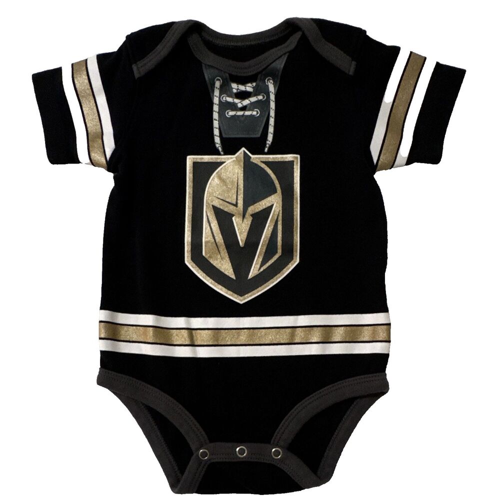 NHL Vegas Golden Knights Baby One Piece 12 Months Black/Gold/White Cotton Snap